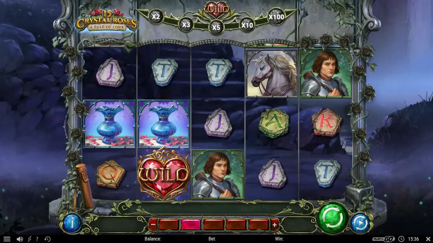 Play'n GO's online slot 15 Crystal Roses: A Tale of Love.