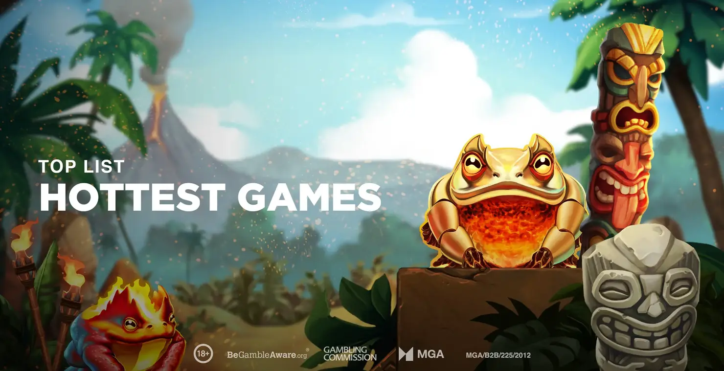 Top List of Hottest Games banner with Play'n GO characters