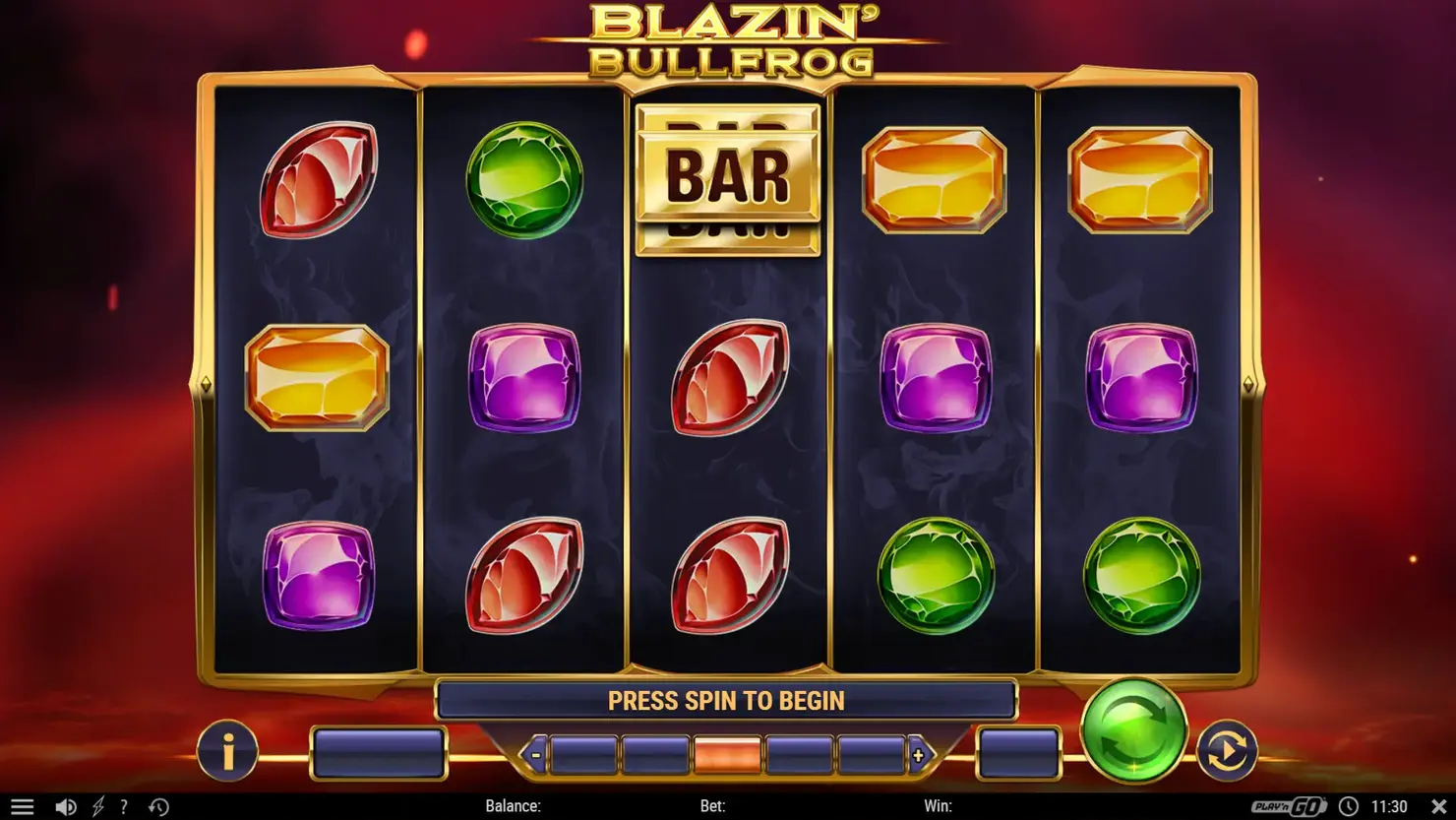 Blazin' Bullfrog reels with symbols
