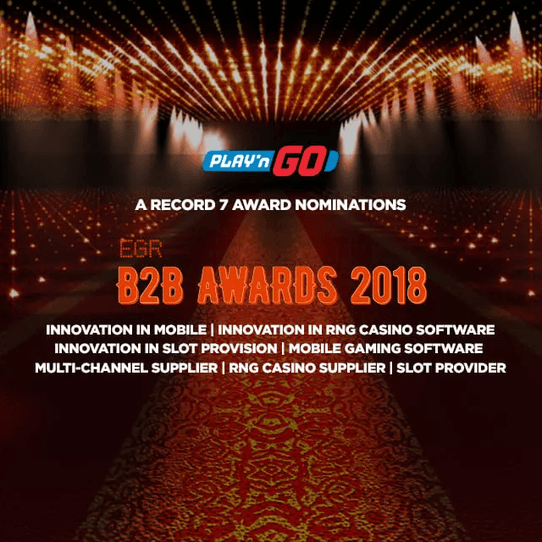 Play’n GO nominated for a record seven awards at this year’s prestigious EGR B2B Awards
