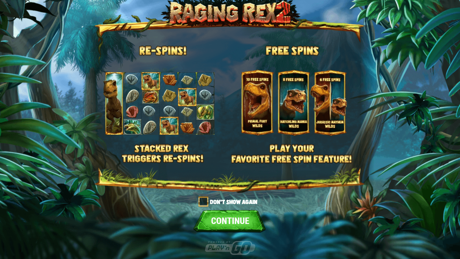 Play'n GO's online slot Raging Rex 2's Free Spins.