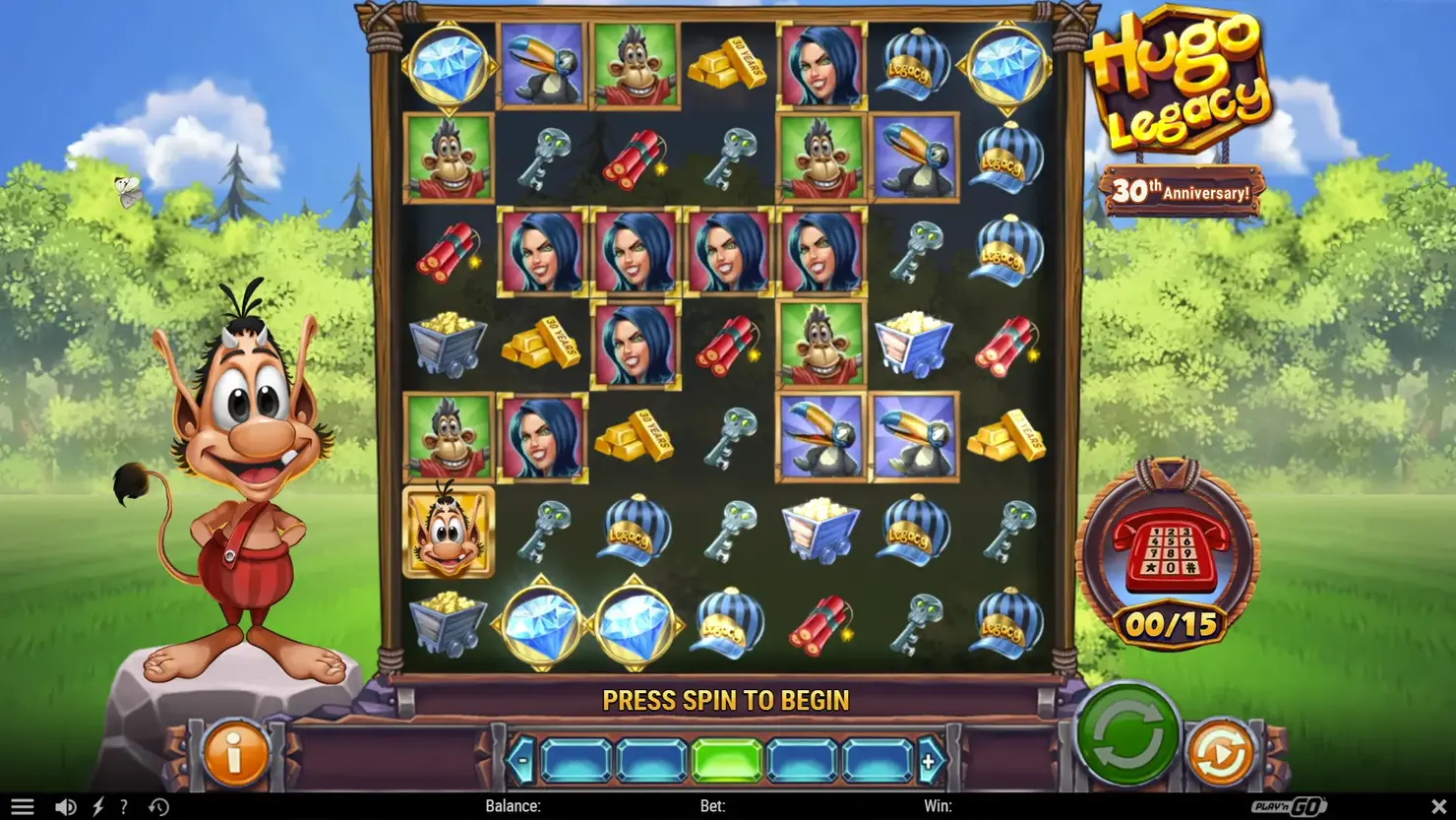 Hugo Legacy grid with Hugo the troll to the left